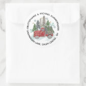 素朴クリスマスのトラックの木のラウンド差出人住所 ラウンドシール (バッグ)