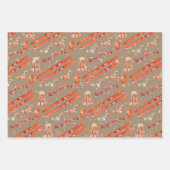 素朴クリスマスのラッピングのためのクラフトスキー ラッピングペーパーシート (正面)