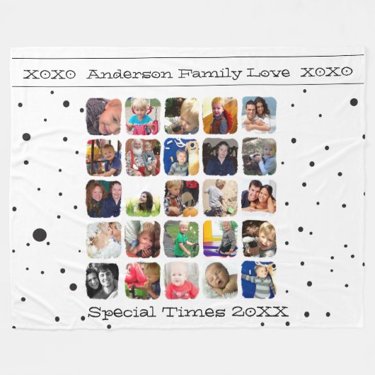 素朴クリスマスの家族の写真 フリースブランケット (正面(横))