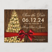 素朴クリスマスの日付け救のツリーとリボン 案内ポストカード (正面)