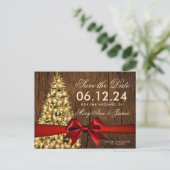 素朴クリスマスの日付け救のツリーとリボン 案内ポストカード (スタンド正面)