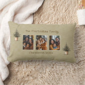 素朴クリスマスの木の写真パーソナライズされた3 ランバークッション (ブランケット)