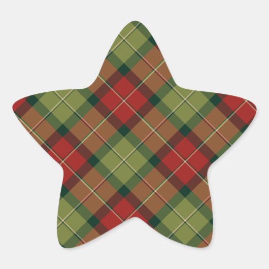 素朴クリスマスの格子模様 星シール (正面)