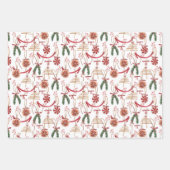 素朴クリスマスの水彩模様 ラッピングペーパーシート (正面)