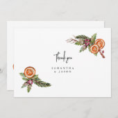 素朴クリスマスの緑のスパイス結婚ズ サンキューカード (正面/裏面)