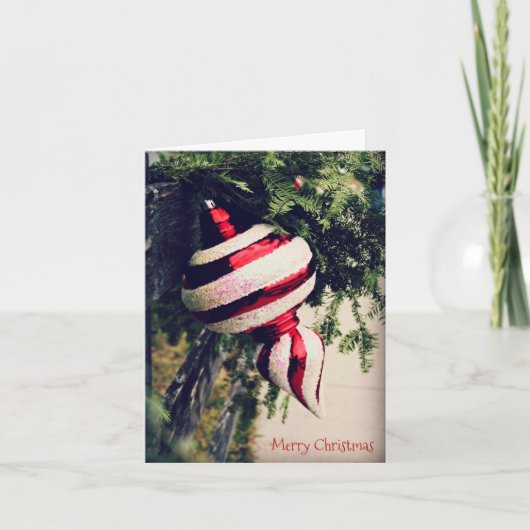 素朴クリスマスの飾りと緑 カード (正面)