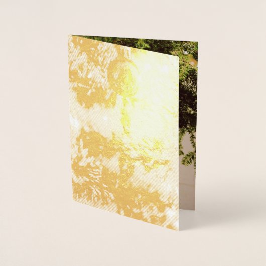 素朴クリスマスの飾りと緑 箔カード (正面)