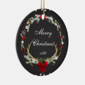 素朴クリスマスアントラーリースホリデーカスタム セラミックオーナメント (右)