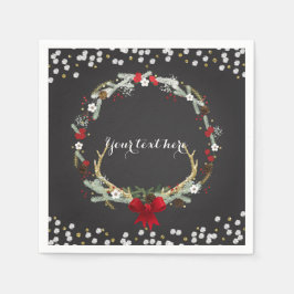 素朴クリスマスアントラーリースホリデーパーティー スタンダードカクテルナプキン