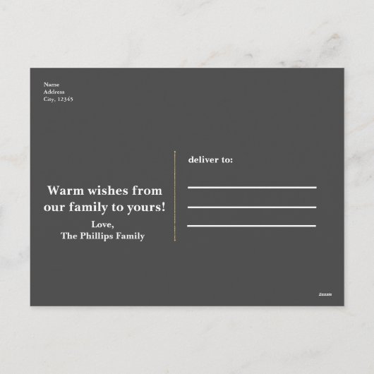 素朴クリスマスアントラーリースホリモダンデイ シーズンポストカード (裏面)