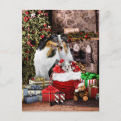 素朴クリスマスイブ、ラフなコリードッグス – 休日 ポストカード (正面)