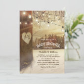 素朴クリスマスウィンターツリーバックヤードベビーシャワー 招待状 (スタンド正面)