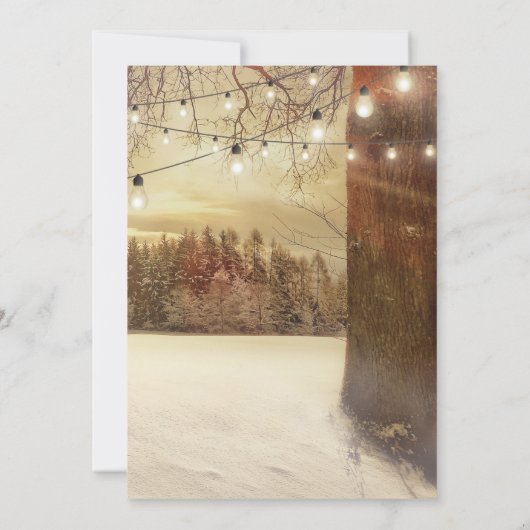 素朴クリスマスウィンターツリーバックヤードベビーシャワー 招待状 (裏面)