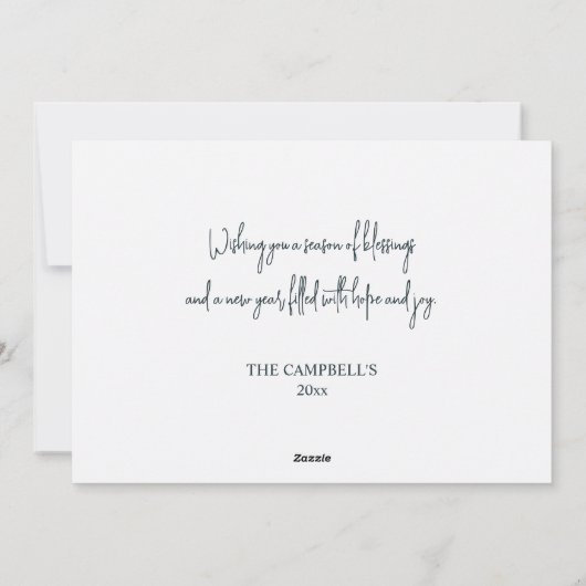 素朴クリスマスウォーターカラーウッドランドキャビン シーズンカード (裏面)