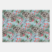 素朴クリスマスウォーターカラーピネコーン&ベリー ラッピングペーパーシート (正面2)