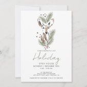 素朴クリスマスウッドランドディアホリデーパーティー 招待状 (正面)