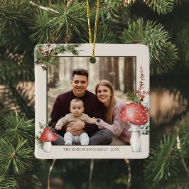 素朴クリスマスウッドランド写真 セラミックオーナメント