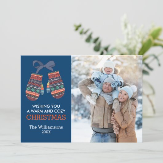 素朴クリスマスカラフルミッテンスの休日の写真 シーズンカード (スタンド正面)