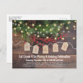 素朴クリスマスカントリーホリデーパーティー招待状 ポストカード (正面/裏面)