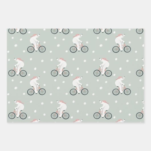 素朴クリスマスクラフトお洒落冬のシロクマ ラッピングペーパーシート (正面)