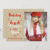 素朴クリスマスクラフト紙タイポグラフィ写真 シーズンカード (正面/裏面)