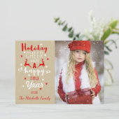 素朴クリスマスクラフト紙タイポグラフィ写真 シーズンカード (スタンド正面)