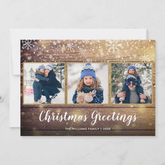 素朴クリスマスグリーティングカントリーウッド3写真 シーズンカード (正面)