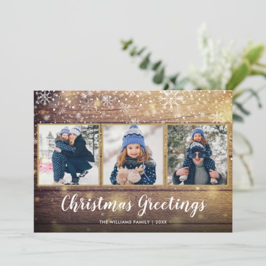 素朴クリスマスグリーティングカントリーウッド3写真 シーズンカード (スタンド正面)