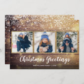 素朴クリスマスグリーティングカントリーウッド3写真 シーズンカード (正面/裏面)