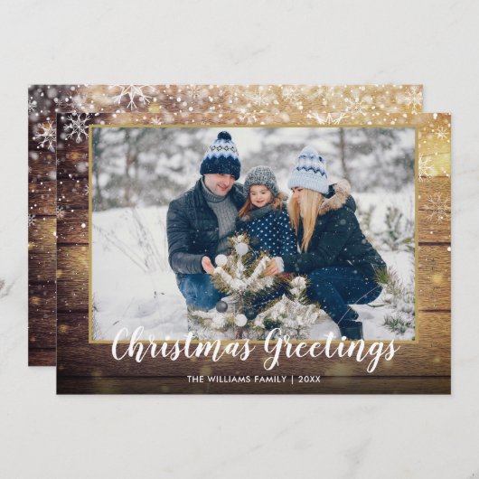 素朴クリスマスグリーティングフォトカントリーウッド シーズンカード (正面/裏面)