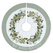 素朴クリスマスコットンリースファミリー名 ブラッシュドポリエステルツリースカート (正面)