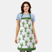 素朴クリスマスサボスポインセティアホリーホリデイ エプロン (着用した状態)