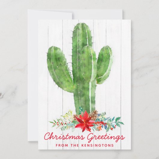 素朴クリスマスサボテン木の休日の写真 シーズンカード (正面)