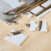 素朴クリスマスシーン雪だるま、雪、ツリー ジグソーパズル (側面)