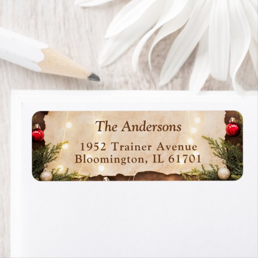 素朴クリスマスストリングライト差出人住所 ラベル (インサイチュ)