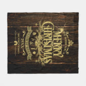 素朴クリスマスタイポグラフィ金ゴールドID550 フリースブランケット (正面(横))