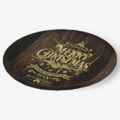 素朴クリスマスタイポグラフィ金ゴールドID550 ペーパープレート (アングル)