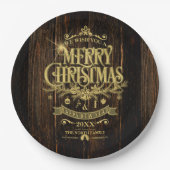 素朴クリスマスタイポグラフィ金ゴールドID550 ペーパープレート (正面)