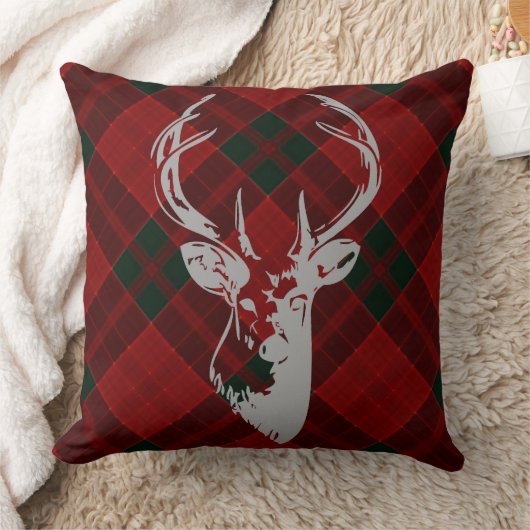素朴クリスマスタータンチェック模様カントリーディアヘッド クッション (ブランケット)
