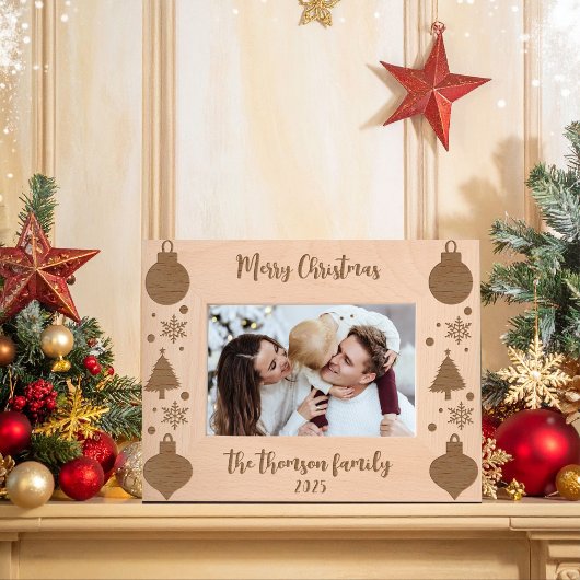 素朴クリスマスツリーのスノーフレークオーナメントスクリプト レーザー彫刻フレーム