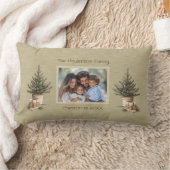 素朴クリスマスツリーギフト家族の写真 ランバークッション (ブランケット)