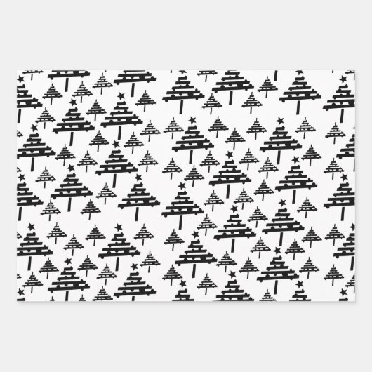 素朴クリスマスツリースノーフレーククリスマスホリデー ラッピングペーパーシート (正面3)