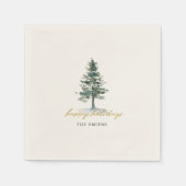 素朴クリスマスツリーファミリーネームホリデーパーティー スタンダードカクテルナプキン (正面)