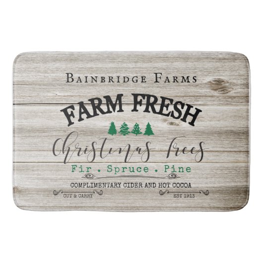 素朴クリスマスツリーファームズ家族名 バスマット (正面)