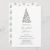 素朴クリスマスツリーブライダルシャワー 招待状 (正面/裏面)