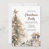 素朴クリスマスツリーホリデーパーティー招待状 案内状 (正面)
