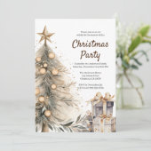 素朴クリスマスツリーホリデーパーティー招待状 案内状 (スタンド正面)