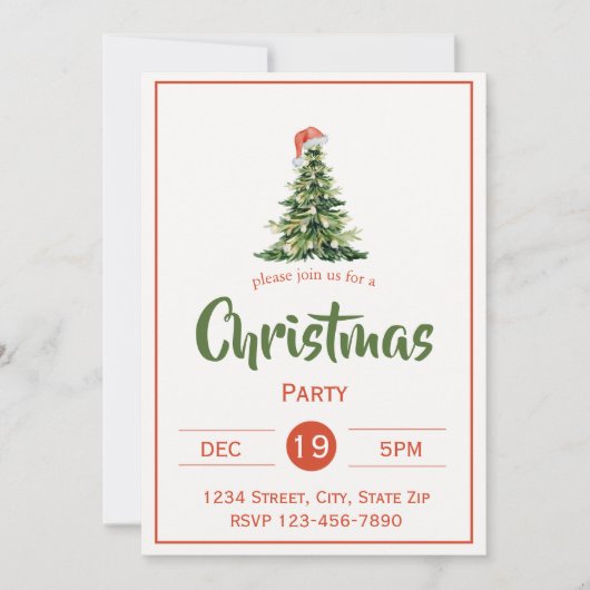 素朴クリスマスツリーホリデー招待状 | 馬宝 招待状 (正面)