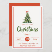 素朴クリスマスツリーホリデー招待状 | 馬宝 招待状 (正面/裏面)