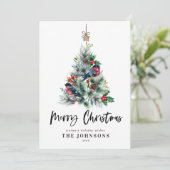 素朴クリスマスツリーホリーバードホリデー シーズンカード (スタンド正面)